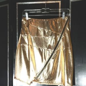 Fashion Nova Rose Gold Metallic "Night Out In Paris" Skirt NWOT